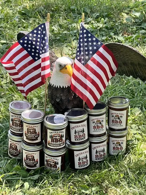 Patriotic display with eagle and sauces