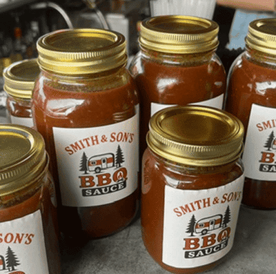 Jars of Smith & Son's BBQ sauce.